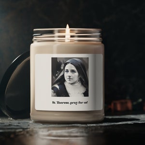 St. Therese von Lisieux Apfelblüte Sojakerze, Kerze im Glas 9 Unzen, katholische Gebetskerze