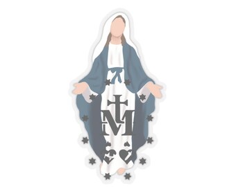 Pegatinas troqueladas de la Medalla Milagrosa, calcomanía de vinilo católica