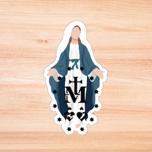 Miraculous Medal Kiss-Cut Stickers, Our Lady of Grace Catholic Vinyl Decal