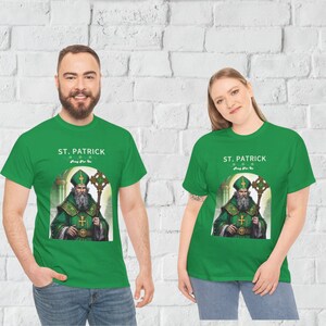 St. Patrick Unisex Heavy Cotton Tee, Catholic Saint Graphic T-shirt