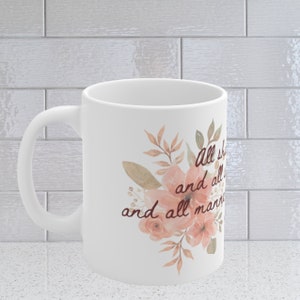 Julian of Norwich "All shall be well" Floral Ceramic Mug 11oz, Catholic Gift