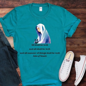 Julian of Norwich All Shall Be Well Gildan Unisex Softstyle T-Shirt, Catholic Christian Graphic T-shirt, Inspirational Tee, Sizes S-3XL