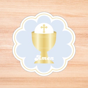 Eucharistie Kiss-Cut Aufkleber, Hostie und Kelch Erstkommunion Vinyl Aufkleber