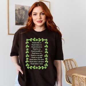 St. Patrick Breastplate Prayer Unisex Heavy Cotton Tee, Catholic Saint Graphic T-shirt