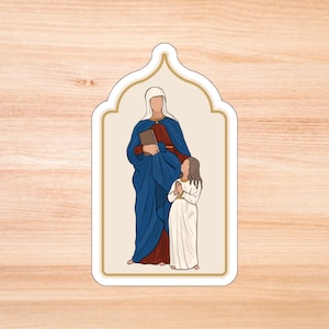 Adesivi fustellati di Sant'Anna e della Vergine Maria, decalcomania in vinile di santi cattolici