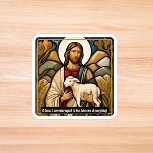 Geef je over aan Jezus Kiss-Cut Stickers, katholieke sticker, christelijke sticker, gebedssticker, katholiek cadeau, vinylsticker, decoratieve sticker