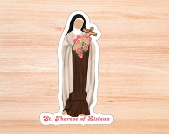 St. Therese of Lisieux Kiss-Cut Stickers, Catholic Saint Vinyl Decal