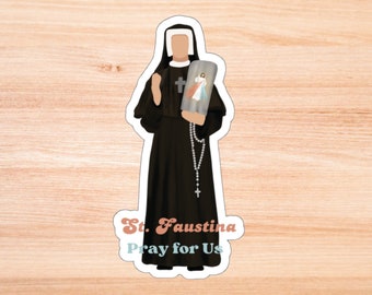 St. Faustina Kiss-Cut-klistermärken, Jesus Kristus gudomlig barmhärtighet katolsk vinyldekal