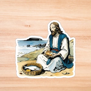 Adesivi con taglio a bacio di pani e pesci, regalo cristiano biblico, decalcomania in vinile di Gesù Cristo
