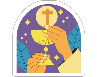 Pegatinas de corte de beso de la Sagrada Eucaristía, pegatina de vinilo de comunión, pegatina católica