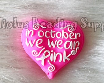 30mm*20mm, We Wear Pink, Hope Beads, Faith Beads, Focal Silicone Beads, Loose Silicone Beads, Crafting Supplies, Breast Cancer Bead