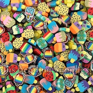 Ice Cream Clay Slices, Mixed Dessert Clay, Non Edible Sprinkle Mix, Spring Polymer Clay, Fake Sprinkles, Nail Art Supplies, Shaker Mix,