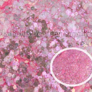 Pink Glitter, Holographic Chunky Glitter, Flake Glitters, Tumblers DIY, Nail Art Supplies, Sequins Shake, Shaker Mix, Epoxy Resin DIY,