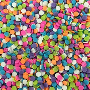 Mixed Round Clay Slices, Assorted Circled Clay, Non Edible Sprinkle Mix, Spring Polymer Clay, Fake Sprinkles, Nail Art Supplies, Shaker Mix