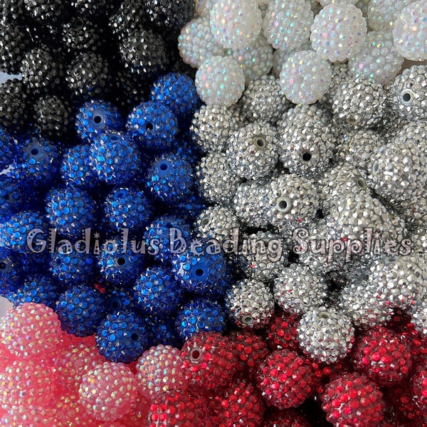 20mm Beads, Rhinestone Bubblegum Beads, Resin Beads in Bulk, Chunky Bubblegum Beads, Chunky Beads, Gumball Beads, Beading Supplies, Beads