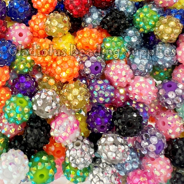 12mm Mixed Rhinestone Beads, Acrylic Rhinestone Beads, Bubblegum Beads, Loose Beads, Chunky Beads, Beading Supplies, Crafting Supplies