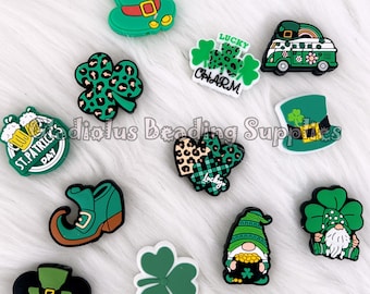 30 mm, perles de trèfle, trèfles, perles de la chance et de la bénédiction, focales en silicone, perles de gnomes, trèfles, Saint-Patrick