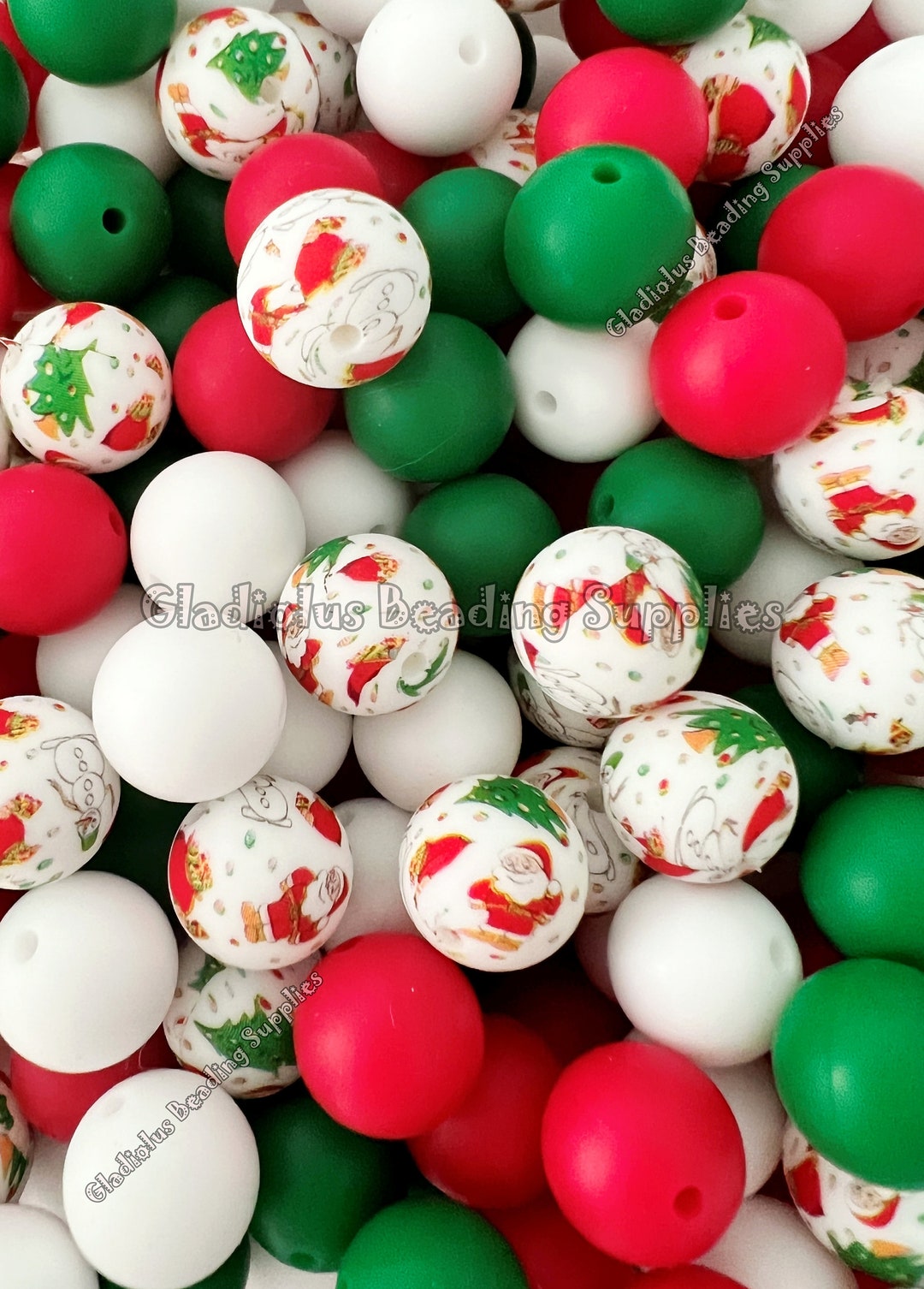 15mm Christmas Beads, Silicone Random Beads, Christmas Beads, Wholesale