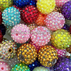 20mm Beads Mixed, Rhinestone Bubblegum Bead, Resin Beads in Bulk, Chunky Bubblegum Beads, Chunky Beads, Gumball Beads, Beading Supplies