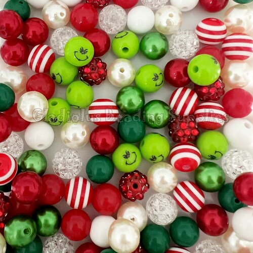 12mm Beads Christmas Set 1 Loose Beads Acrylic Beads Etsy