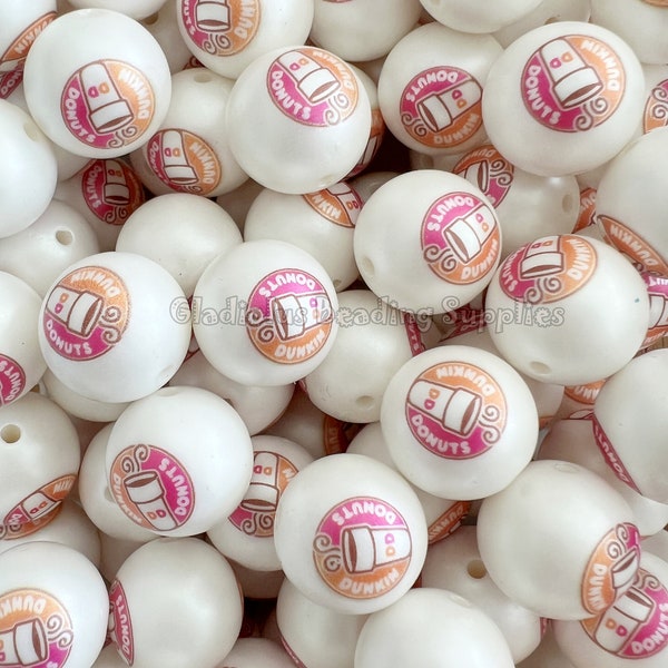 20mm Coffee Cup Print, Chucky Bubblegum Beads, Acrylic Matte Gumball Beads, Wholesale beads, Crafting, Jewelry Making, Loose Beads