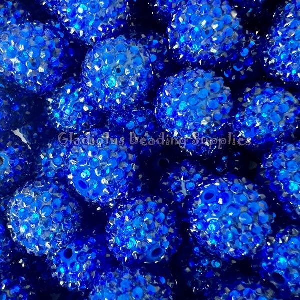 20mm Beads, Navy Blue, Rhinestone Bubblegum Bead, Resin Bead, Chunky Bubblegum Beads, Chunky Beads, Gumball Beads, Beading Supplies