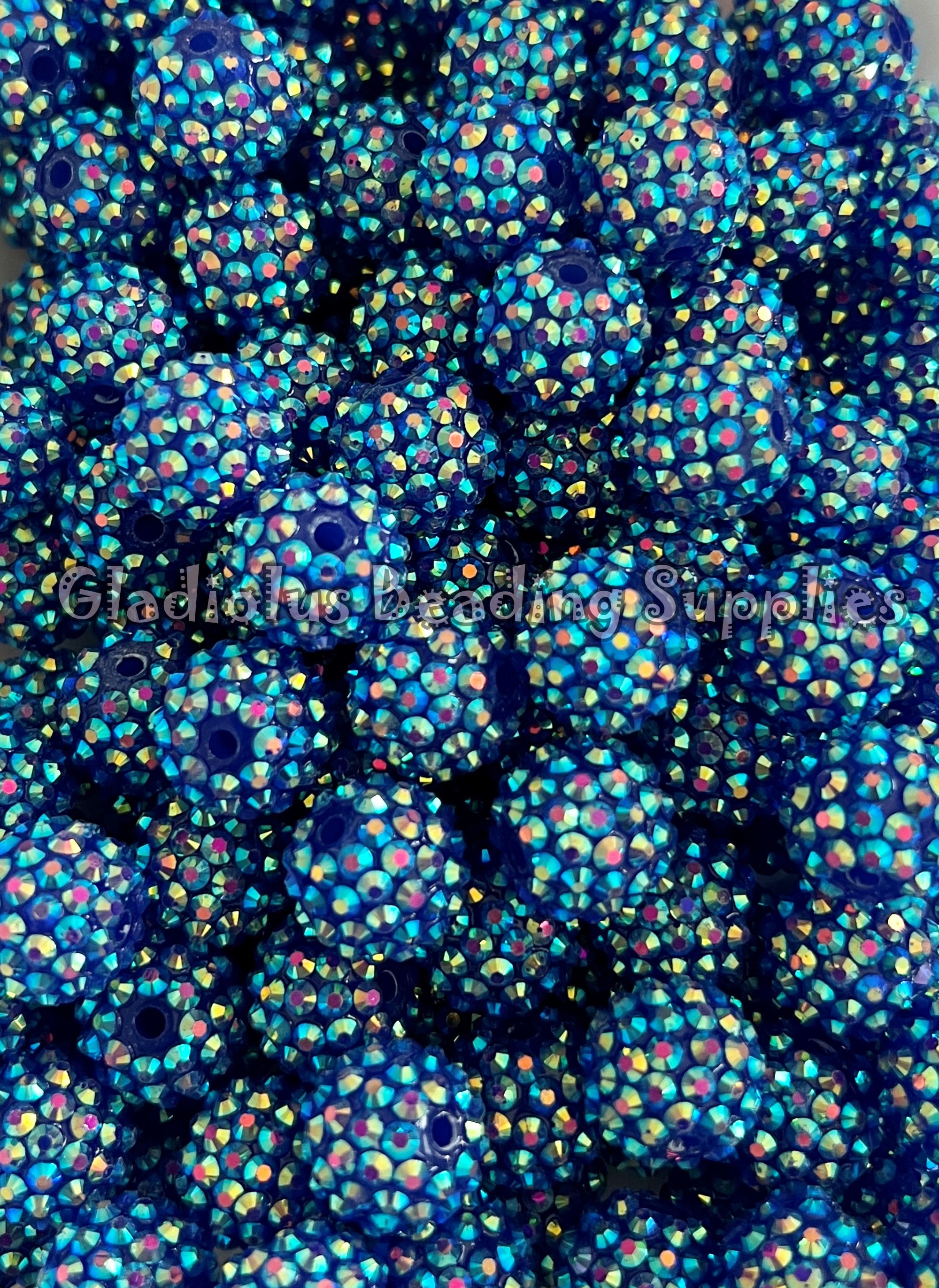 16mm Dark Blue Rhinestone Beads, Rhinestone Beads, Bubblegum Beads ...