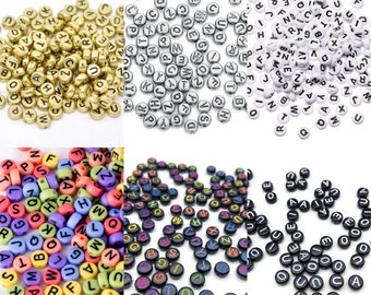 4*7mm Alphabet Letter Acrylic Beads, Round Acrylic Beads, Name Bracelet Beads, ABC Letter Beads, Name Beads, Plastic Letter Beads, Letters