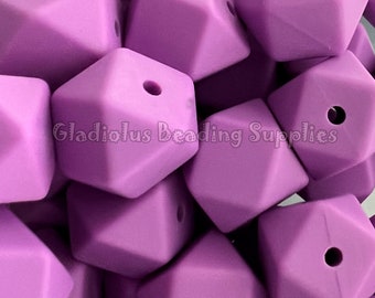 14mm Purple Hexagon Silicone Beads, Mixed Colors, Wholesale Silicone Beads, Loose Silicone beads, Beading Supplies, Crafting Supplies