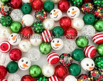 12mm Beads, Christmas Mixed Set, Loose Beads, Acrylic Beads, Chunky Bubblegum Beads, Round beads, Christmas Beads, Beading Supplies, Gumball