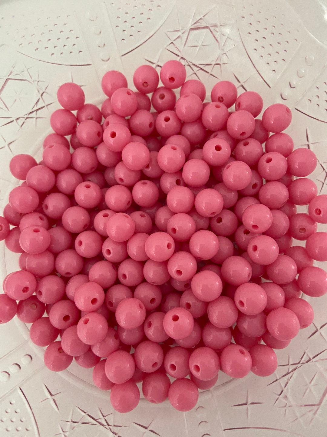 8mm Round Pink Solid Beads, Loose Beads, Wholesale Bulk Acrylic Bead