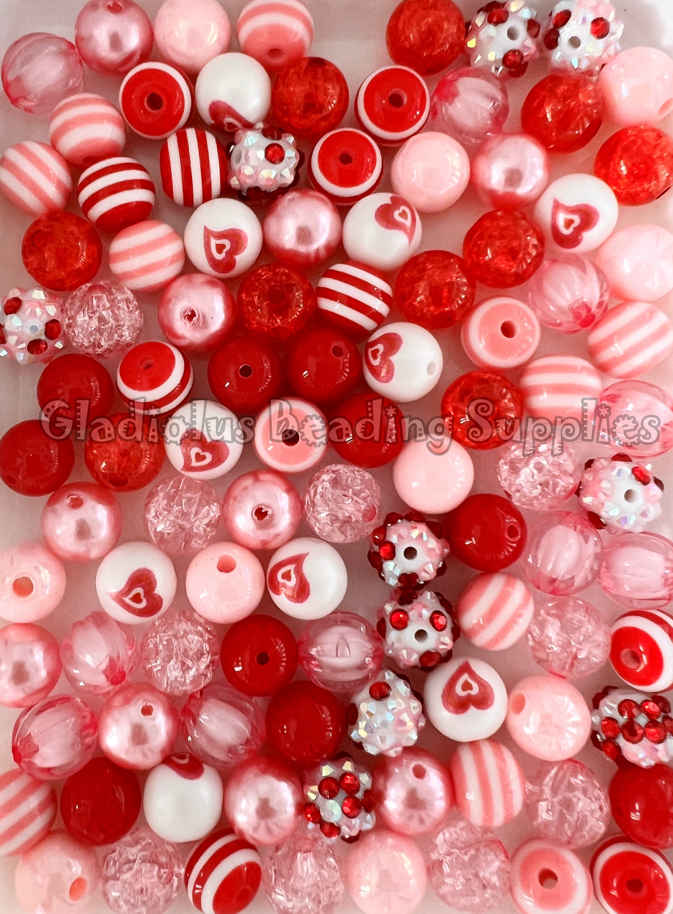 CEALXHENY 2300pcs+ valentines day beads for jewelry making, red