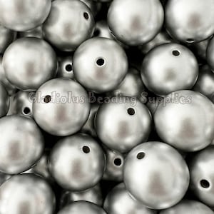 20mm Gray Matte Beads, Chucky Bubblegum Beads, Gumball Beads, Beading Supplies, Loose Beads, Acrylic Matte Beads, Badge Reels DIY, Pen DIY