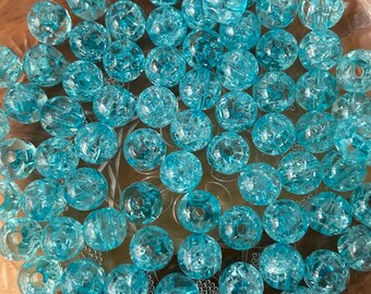 8mm Round Blue Cracked Beads, Loose Beads, Wholesale Acrylic Bead, Crafting Supply, Making Jewelry, Beading Supply, Gumball Beads