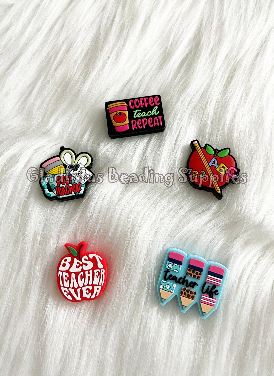 30mm, Best Teacher Ever, Teacher Beads, Focal Beads, Focal Silicone