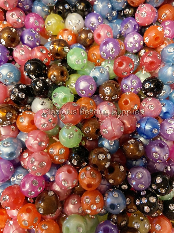 12mm Shiny Beads - Bling Bling Beads Craft - Acrylic Beads - Chunky  Bubblegum Beads in Bulk - Round beads - DIY Necklace, Beading Supply