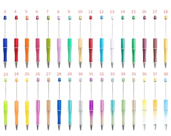 10 Pcs DIY Pens Per Color, Plastic Pens, For Chunky Bubblegum Beads, Pen Blank, Roundtop Pens, Bulk Pens, Custom Gifts, Beadable Pens