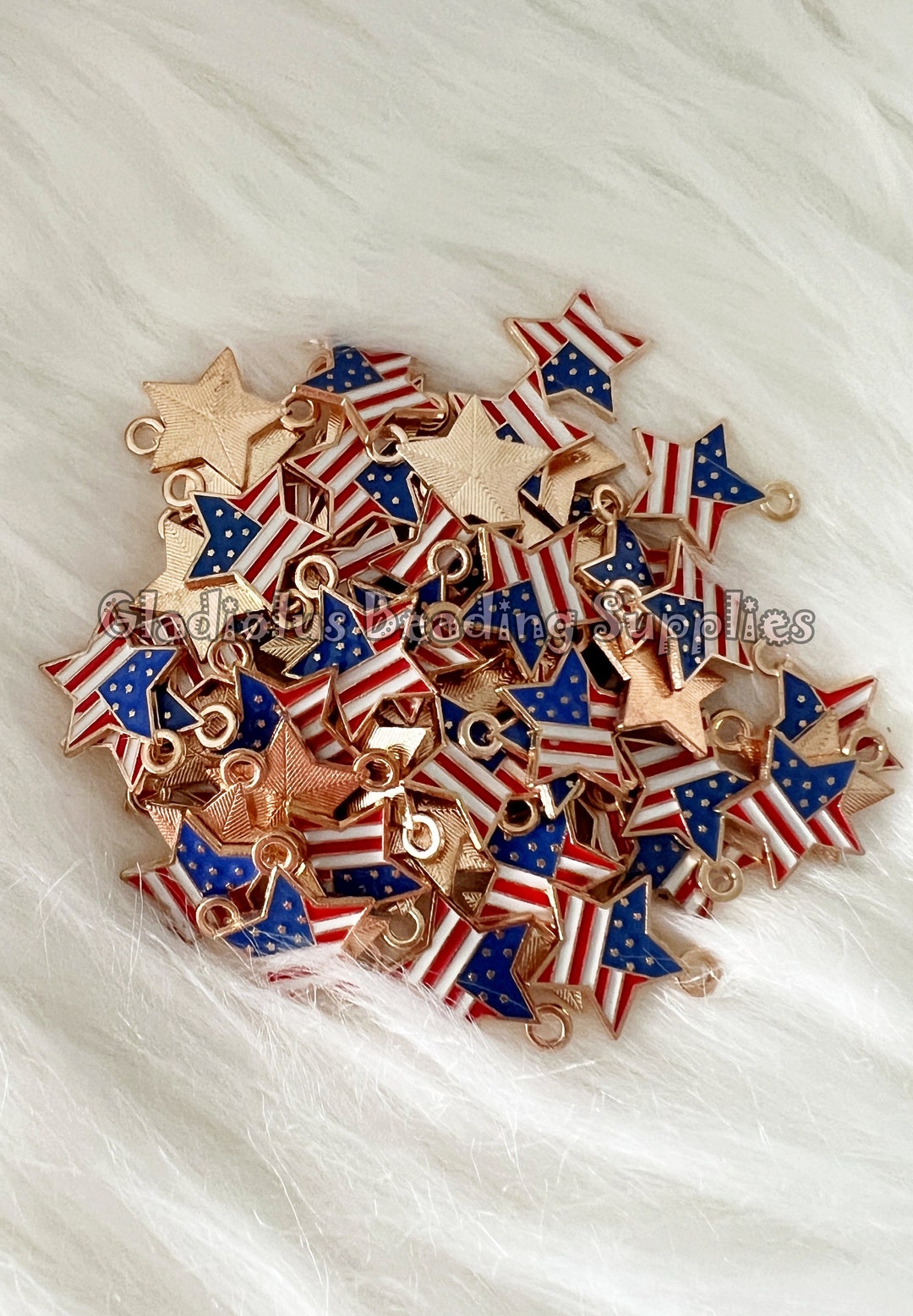 18mm Star Enamel Charms, Fourth of July Charm, Charms, Loose Charms