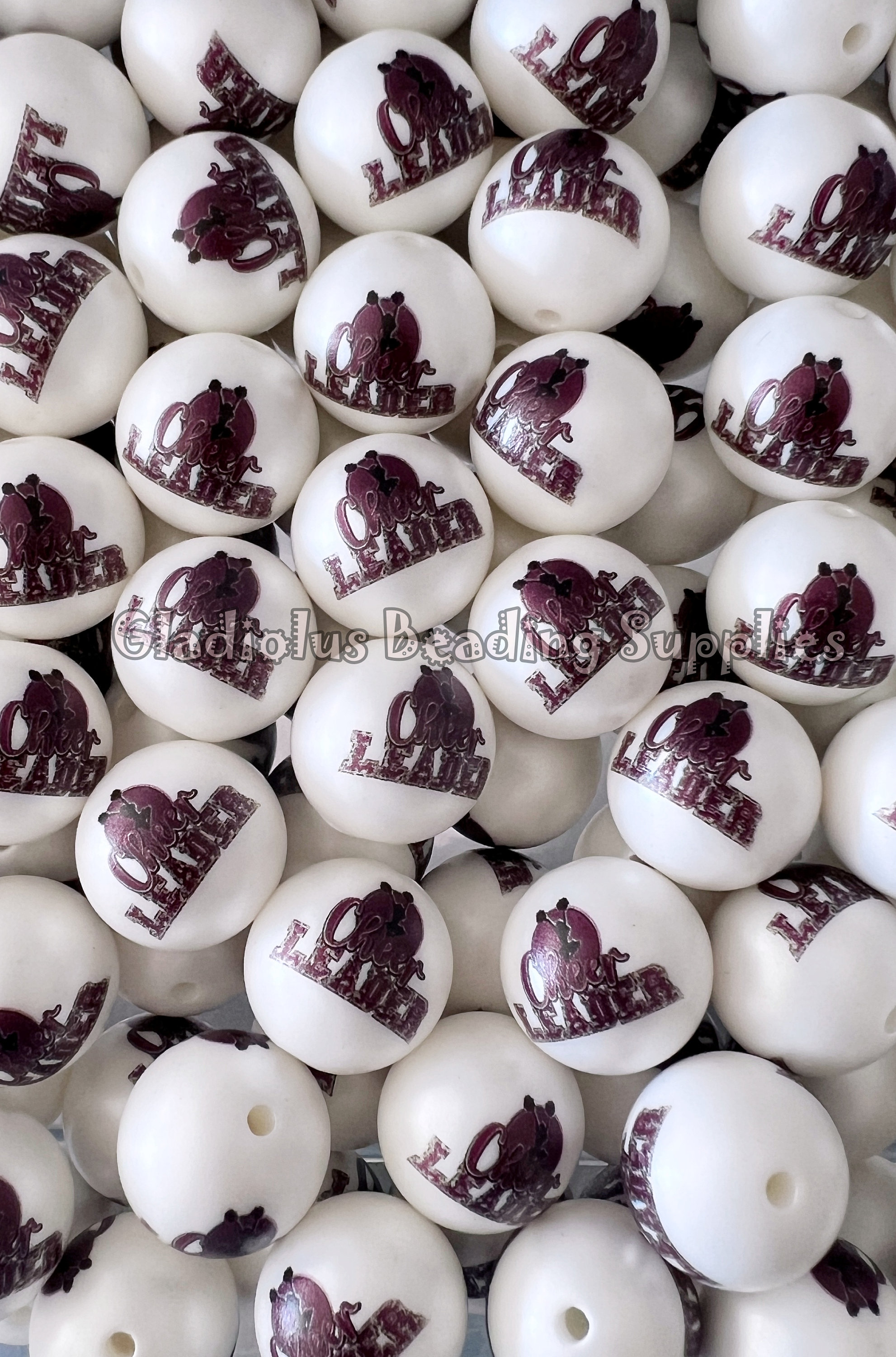 20mm Peace-love-nursing Print Beads, Chucky Bubblegum Beads