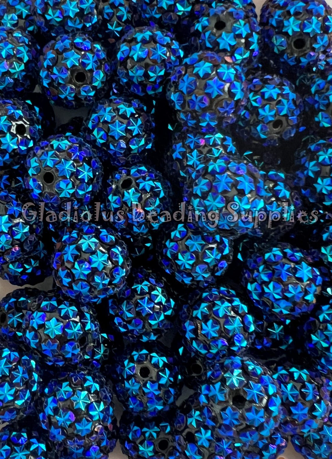 20mm Blue/black Bead, Star Rhinestone Beads, Stars, Bubblegum Beads ...