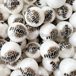 20mm Mama/Cheetah Print Bead, Chucky Bubblegum Beads, Acrylic Gumball Beads, Loose Beads, Beading Supplies, Matte Beads, Round Beads, Chunky