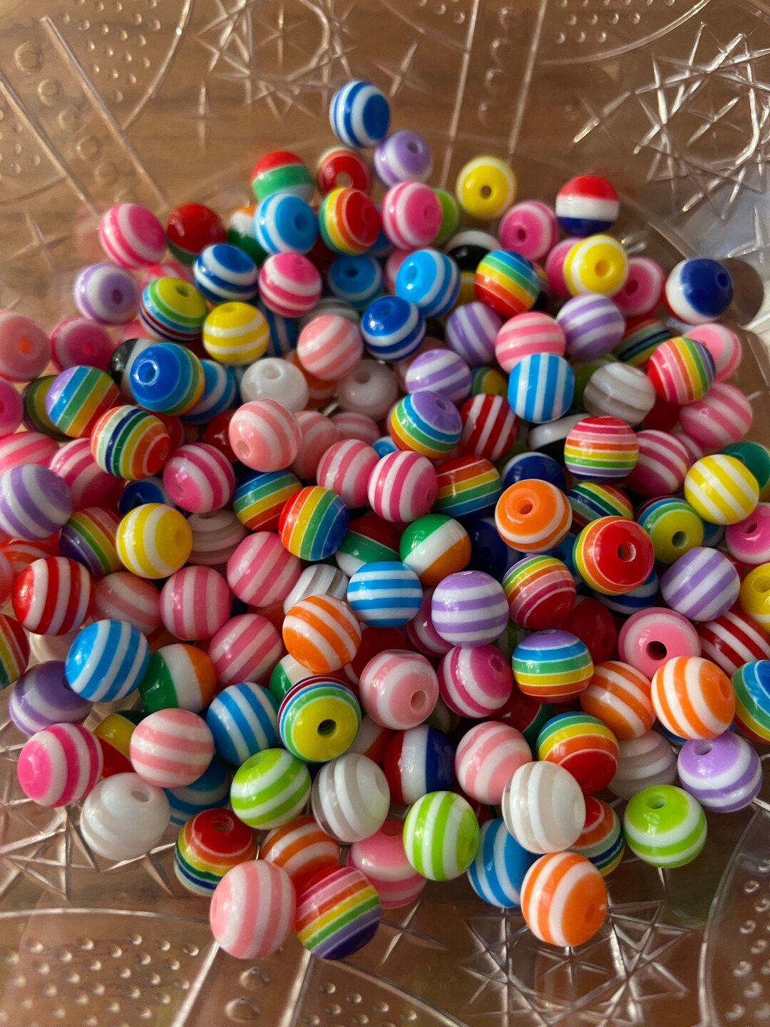 8mm Striped Acrylic Loose Spacer Beads Wholesale Bulk Acrylic Beads Craft For Making Jewelry