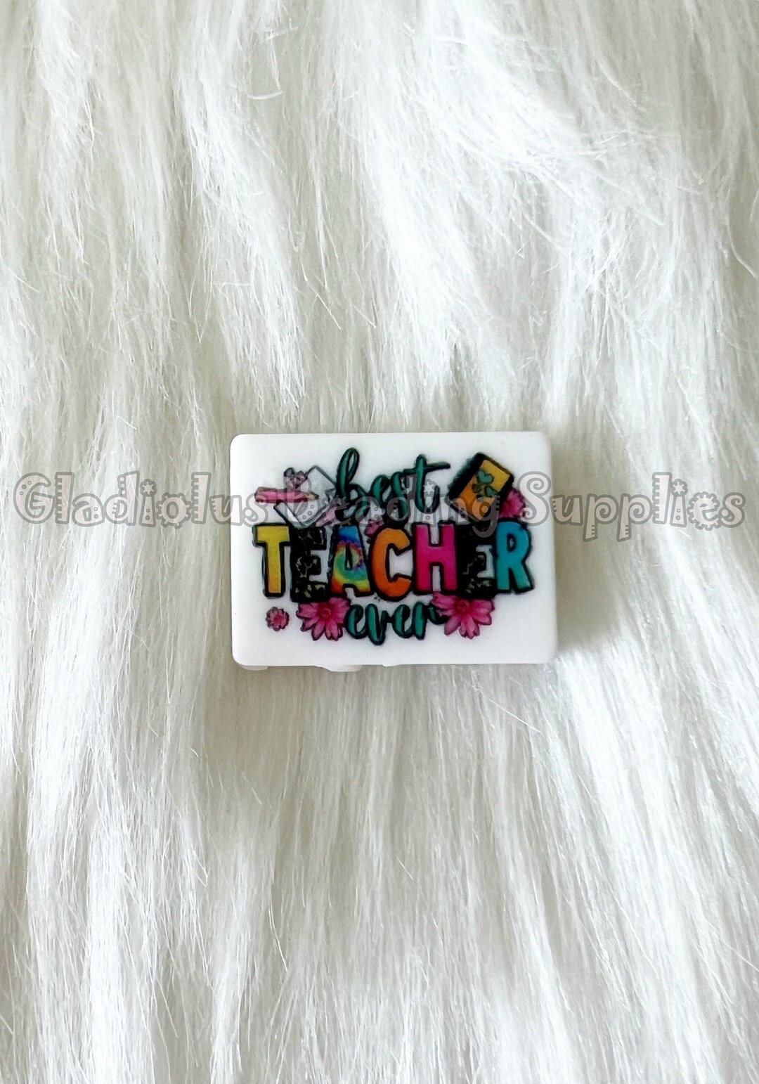 20mm28mm, Best Teacher Ever, Teacher Beads, Focal Beads, Focal Silicone