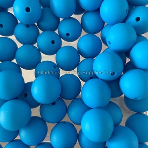 15mm Beads, Blue, Solid Silicone Beads, Round Beads, Wholesale Beads, Bulk beads, Crafting Supplies, Beading, Keychain Beads, Badge Reel