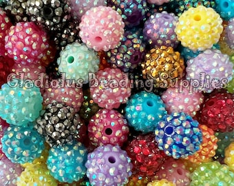 16mm Mixed Rhinestone Beads, Acrylic Rhinestone Beads, Bubblegum Beads, Loose Beads, Chunky Beads, Beading Supplies, Crafting Supplies