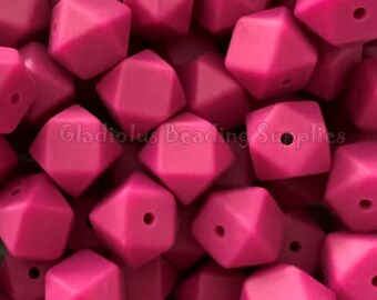 14mm Raspberry, Hexagon Silicone Beads, Wholesale Silicone Beads, Loose Silicone beads, Beading Supplies, Crafting Supplies, Round Beads