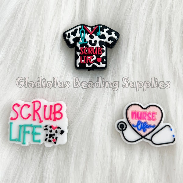 30mm, Nurse Beads, Nursing Focal Beads, Silicone Beads, Focal Silicone Beads, Loose Silicone Beads, Crafting Supplies, Badge Reels