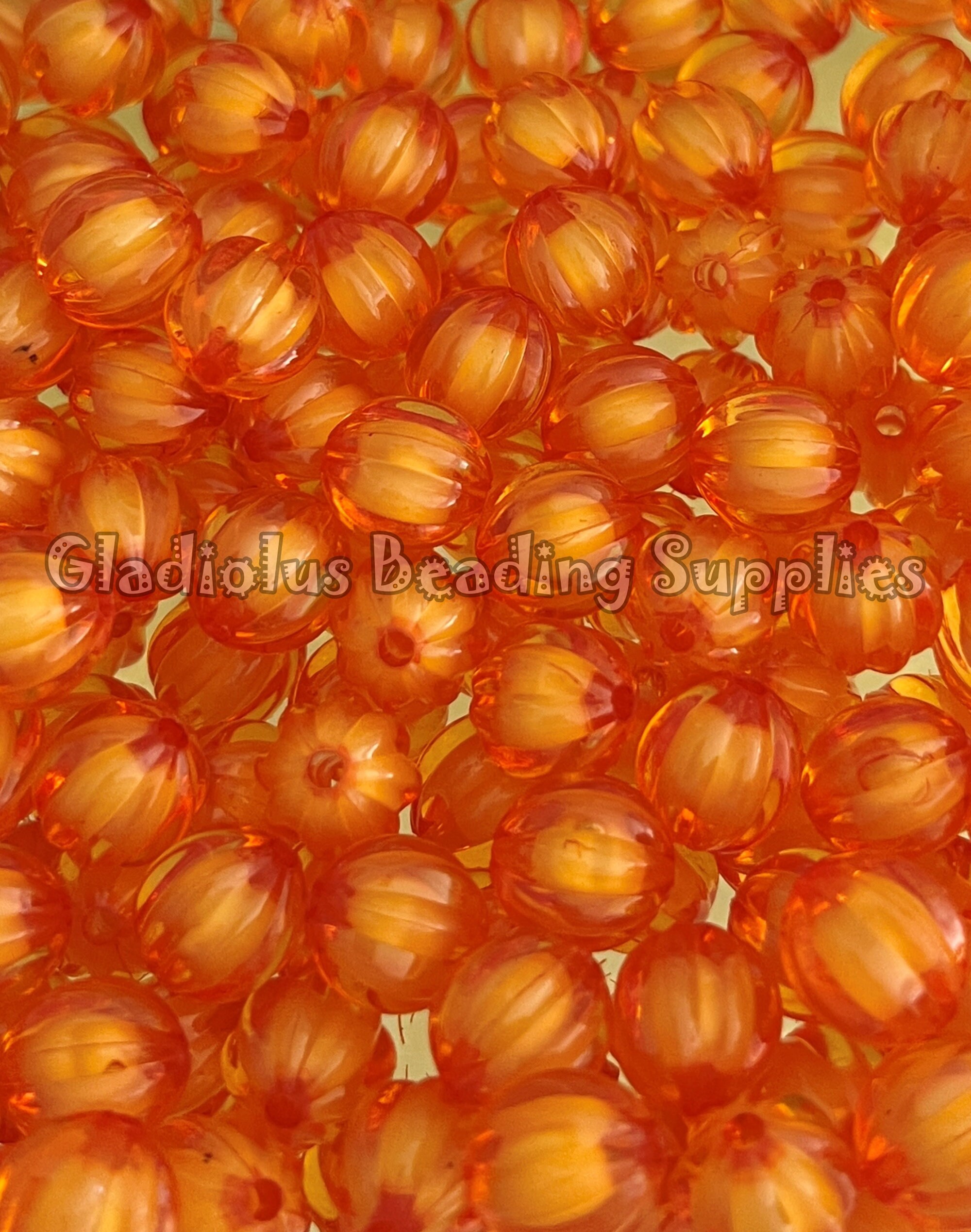 12mm Orange Watermelon Beads, Clear Beads, Pumpkin Beads, Chunky Bubblegum Beads, Round beads Gumball Beads, Chunky Beads, Halloween Beads