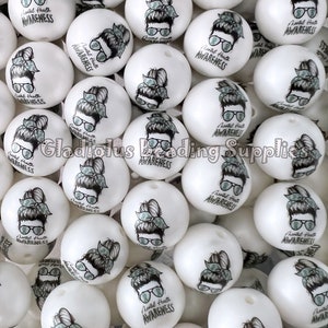 20mm Mental Health Awareness Beads, Mom Life, Chucky Bubblegum Beads, Acrylic Gumball Beads, Loose Beads, Beading Supplies, Matte Beads,