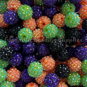 16mm Mixed Halloween Rhinestone Beads, Rhinestone Beads, Bubblegum Beads, Spooky Beads, Chunky Beads, Beading Supplies, Halloween Beads